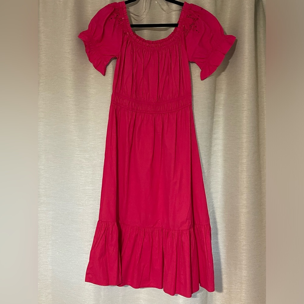 Vibrant pink Puff Sleeve Dress